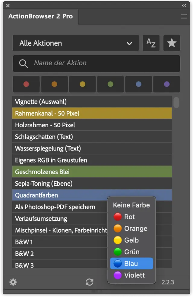 ActionBrowser 2 panel in Photoshop