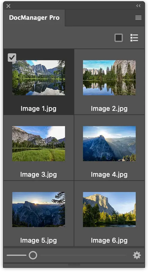 DocManager panel in Photoshop
