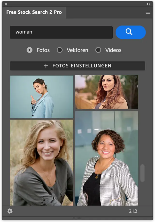 Free Stock Search panel in Photoshop