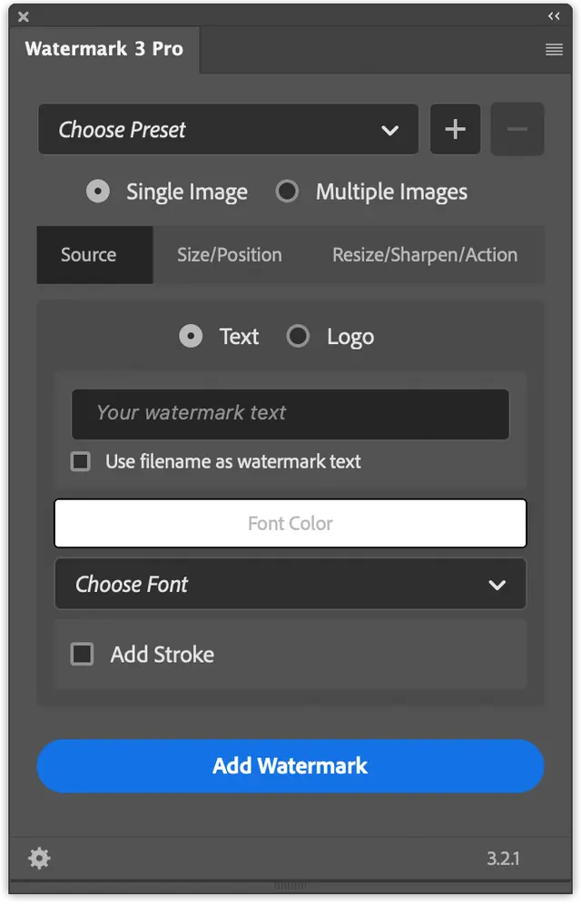 Watermark 3 panel in Photoshop